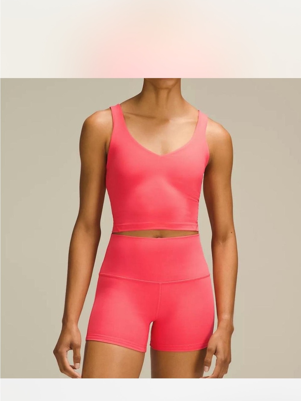 lululemon athletica Coral Pink V-Neck Crop Tank